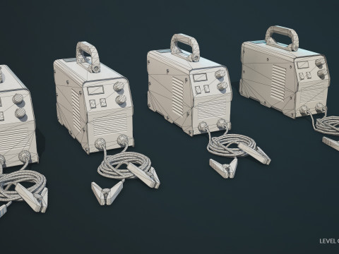 पुरानी कार बैटरी चार्जर 5 रंग विकल्प एलओडी - पीबीआर गेम रेडी लो-पॉली 3D मॉडल