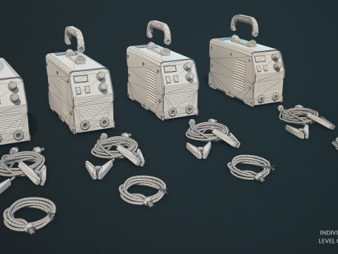 पुरानी कार बैटरी चार्जर 5 रंग विकल्प एलओडी - पीबीआर गेम रेडी लो-पॉली 3D मॉडल