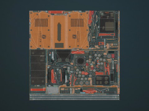 पुरानी कार बैटरी चार्जर 5 रंग विकल्प एलओडी - पीबीआर गेम रेडी लो-पॉली 3D मॉडल