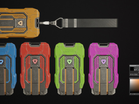 SF キーカード 5 色のオプション LOD - PBR ゲーム対応 ローポリ 3Dモデル