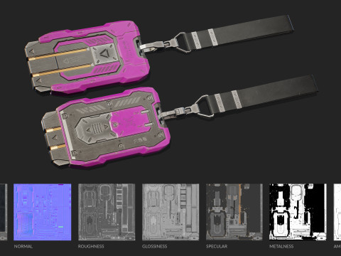 SF キーカード 5 色のオプション LOD - PBR ゲーム対応 ローポリ 3Dモデル