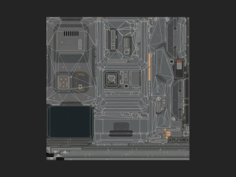 Terminale di accesso fantascientifico e tessera magnetica 5 opzioni colore LOD - PBR Game Ready Low-poly Modello 3D
