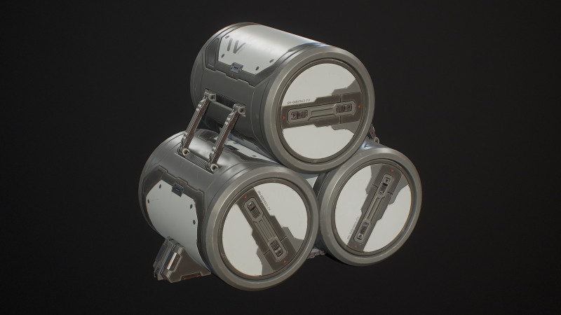 Модульний набір Sci-Fi Barrel, 6 варіантів кольорів LOD - PBR, готовий до гри, низькополігональний 3D Модель .c4d .max .obj .3ds .fbx .stl .blend