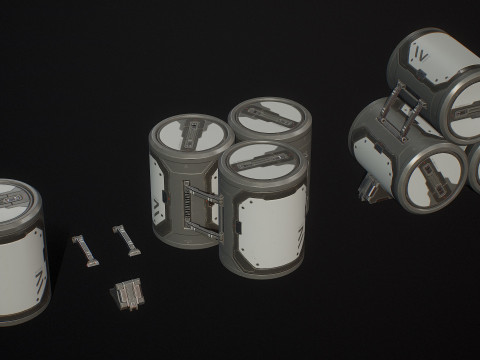 Модульний набір Sci-Fi Barrel, 6 варіантів кольорів LOD - PBR, готовий до гри, низькополігональний 3D Модель