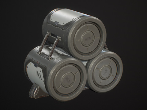 Модульний набір Sci-Fi Barrel, 6 варіантів кольорів LOD - PBR, готовий до гри, низькополігональний 3D Модель