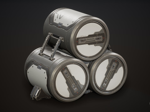 Модульний набір Sci-Fi Barrel, 6 варіантів кольорів LOD - PBR, готовий до гри, низькополігональний 3D Модель
