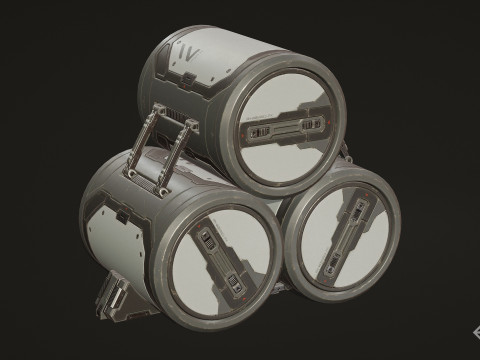 Модульний набір Sci-Fi Barrel, 6 варіантів кольорів LOD - PBR, готовий до гри, низькополігональний 3D Модель