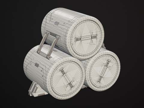 Модульний набір Sci-Fi Barrel, 6 варіантів кольорів LOD - PBR, готовий до гри, низькополігональний 3D Модель