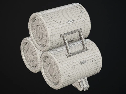 Sci-Fi Barrel Modular Set 6 Color Options LODs - PBR Game Ready Low-Poly 3D Model