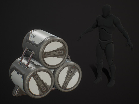 Модульний набір Sci-Fi Barrel, 6 варіантів кольорів LOD - PBR, готовий до гри, низькополігональний 3D Модель