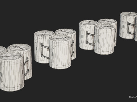 Модульний набір Sci-Fi Barrel, 6 варіантів кольорів LOD - PBR, готовий до гри, низькополігональний 3D Модель