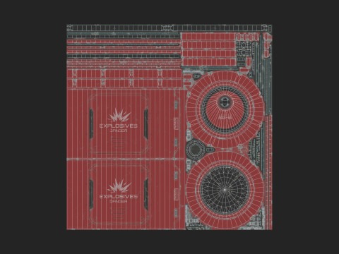 साइंस-फाई एक्सप्लोसिव बैरल 4 रंग विकल्प एलओडी - पीबीआर गेम रेडी लो-पॉली 3D मॉडल