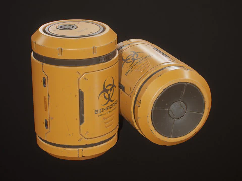 Sci-Fi Biohazard Barrel 5 Color Options LODs - PBR Game Ready Low-poly 3D Model