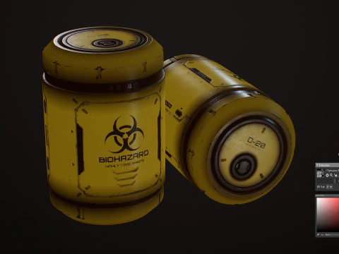 Sci-Fi Biohazard Barrel 5 Color Options LODs - PBR Game Ready Low-poly 3D Model