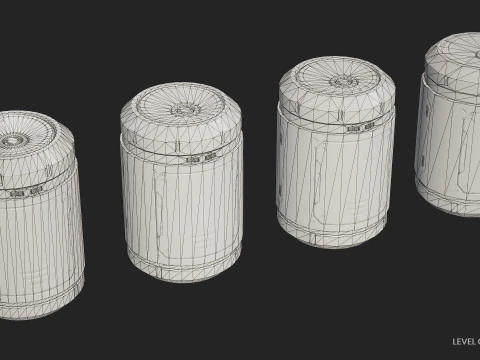 Sci-Fi Biohazard Barrel 5 Color Options LODs - PBR Game Ready Low-poly 3D Model
