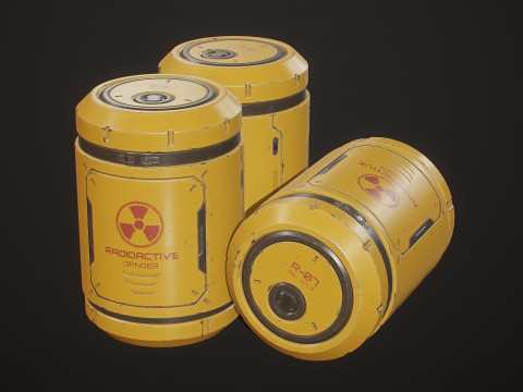 Sci-Fi-radioaktives Fass, 6 Farboptionen, LODs &ndash; PBR, spielbereit, Low-Poly 3D Modell