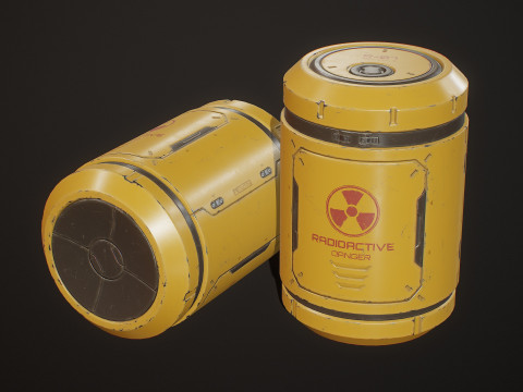 Sci-Fi Radioactive Barrel 6 op&ccedil;&otilde;es de cores LODs - PBR Game Ready Low-poly Modelo 3D