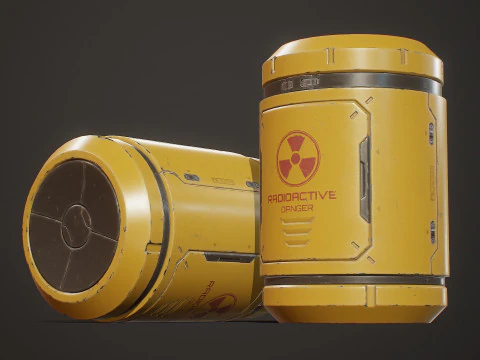 Beczka radioaktywna Sci-Fi 6 opcji kolorystycznych LOD &ndash; PBR Gotowy do gry Low-poly Model 3D