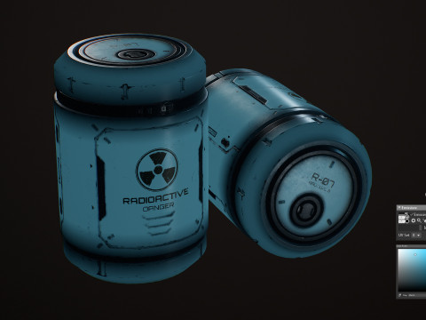 Sci-Fi Radioactive Barrel 6 op&ccedil;&otilde;es de cores LODs - PBR Game Ready Low-poly Modelo 3D