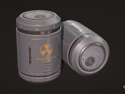 Sci-Fi Radioactive Barrel 6 op&ccedil;&otilde;es de cores LODs - PBR Game Ready Low-poly Modelo 3D