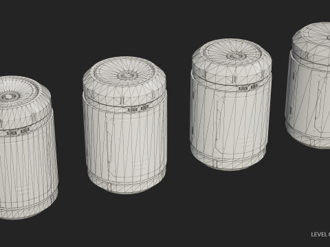 Sci-Fi Radioactive Barrel 6 op&ccedil;&otilde;es de cores LODs - PBR Game Ready Low-poly Modelo 3D