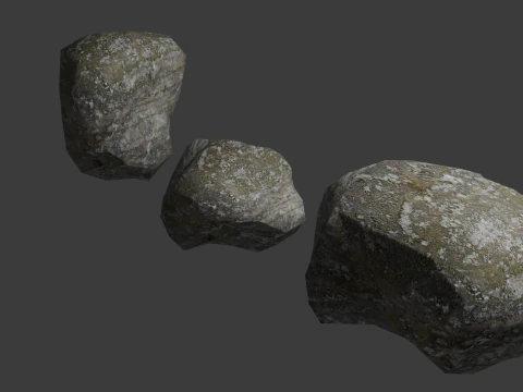 Pacchetto Rock realistico e PBR strutturato a basso numero di poligoni Modello 3D