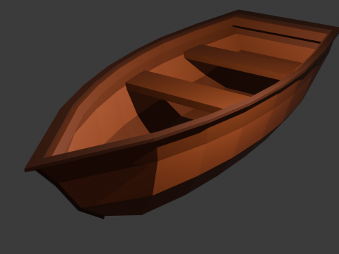 Low Poly Roeiboot Low-poly 3D Model