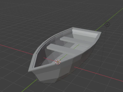 Low Poly Rowboat Low-poly 3D Model