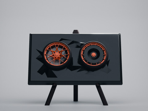 Porsche 911 GT3 RS 992 Wheel Art-bureaubladdisplay 3D printmodel