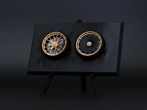 Porsche 911 GT3 RS 992 Wheel Art Desktop-Display &ndash; Modell 2 3D Druckmodell