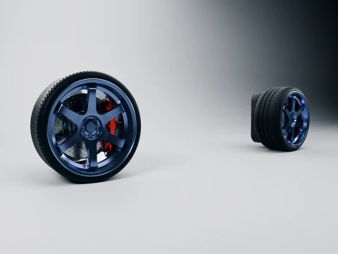 Volk Racing TE37 Wheel - Tire 3D Print Model