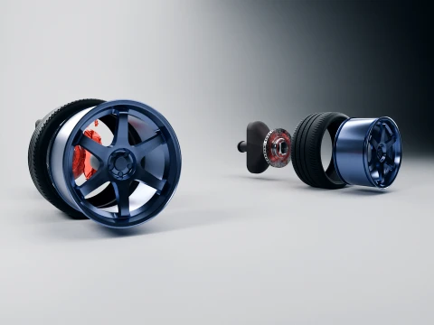 Volk Racing TE37 Wheel - Tire 3D Print Model