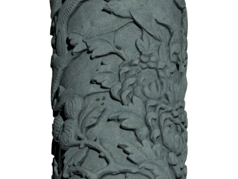 Colonne de sculpture sur pierre de bambou de chrysanthème d'orchidée de prune traditionnelle chinoise - Qin très détaillé Modèle 3D
