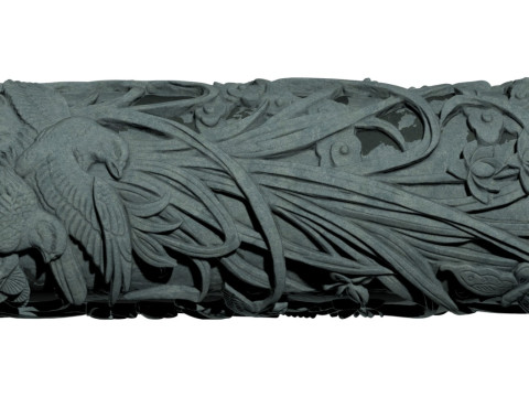 Colonne de sculpture sur pierre de bambou de chrysanthème d'orchidée de prune traditionnelle chinoise - Qin très détaillé Modèle 3D