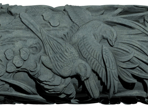 Colonne de sculpture sur pierre de bambou de chrysanthème d'orchidée de prune traditionnelle chinoise - Qin très détaillé Modèle 3D