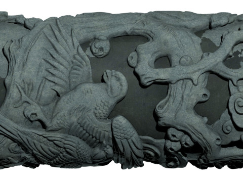 Colonne de sculpture sur pierre de bambou de chrysanthème d'orchidée de prune traditionnelle chinoise - Qin très détaillé Modèle 3D