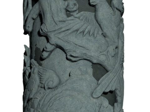 Colonne de sculpture sur pierre de bambou de chrysanthème d'orchidée de prune traditionnelle chinoise - Qin très détaillé Modèle 3D