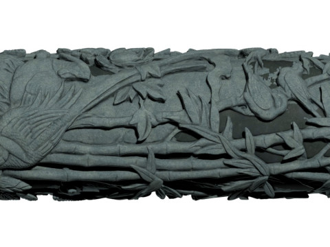 Colonne de sculpture sur pierre de bambou de chrysanthème d'orchidée de prune traditionnelle chinoise - Qin très détaillé Modèle 3D