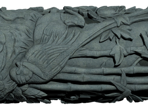 Colonne de sculpture sur pierre de bambou de chrysanthème d'orchidée de prune traditionnelle chinoise - Qin très détaillé Modèle 3D