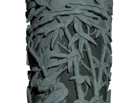 Colonne de sculpture sur pierre de bambou de chrysanthème d'orchidée de prune traditionnelle chinoise - Qin très détaillé Modèle 3D