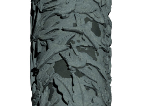 Colonne de sculpture sur pierre de bambou de chrysanthème d'orchidée de prune traditionnelle chinoise - Qin très détaillé Modèle 3D