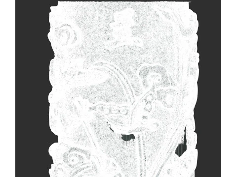 Chinese Traditional Plum Orchid Chrysanthemum Bamboo Stone Carving Column - High-Detail Qin 3D Model