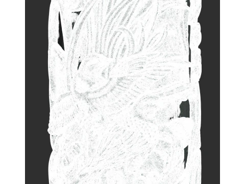 Chinese Traditional Plum Orchid Chrysanthemum Bamboo Stone Carving Column - High-Detail Qin 3D Model