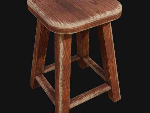 木椅 3D 模型
