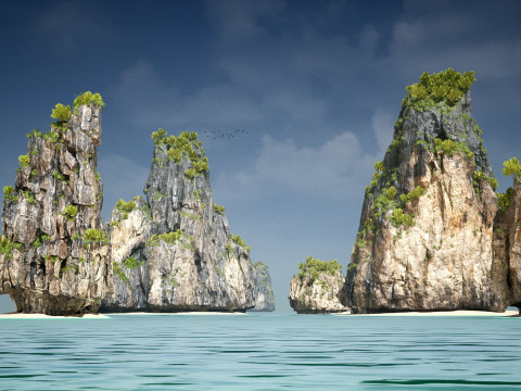 Пакет «Азиатские роки» 3D Модель