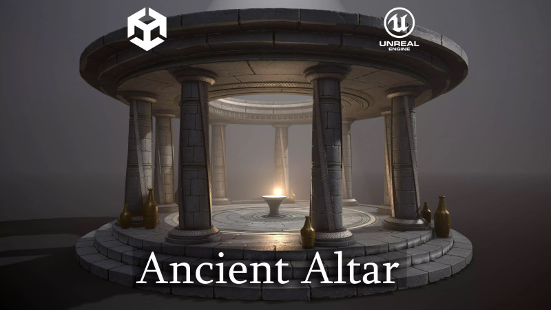 Ancient Altar 3D Model .c4d .max .obj .3ds .fbx .stl .blend 
