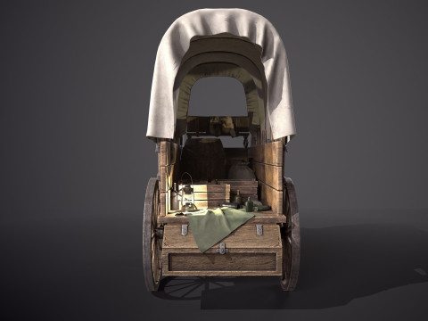 有盖木车 3D 模型