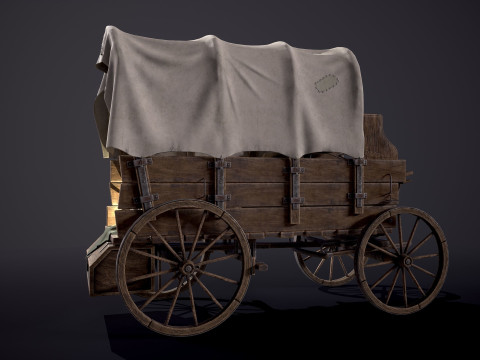 有盖木车 3D 模型