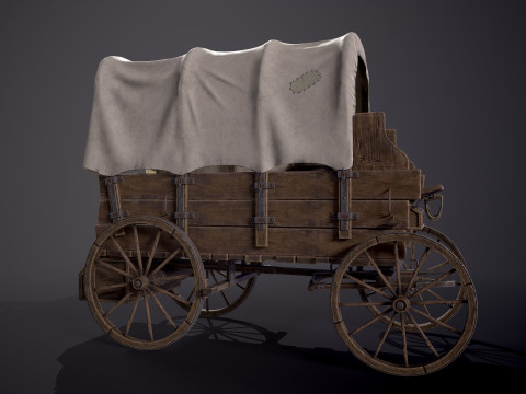 有盖木车 3D 模型