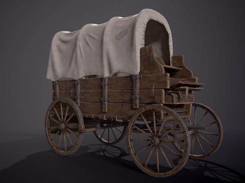 有盖木车 3D 模型